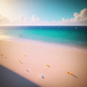 Sunny Beach Paradise with Turquoise Waves.