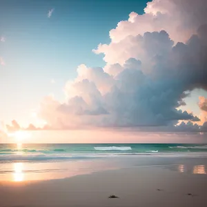 Sunset Over Ocean's Serene Horizon