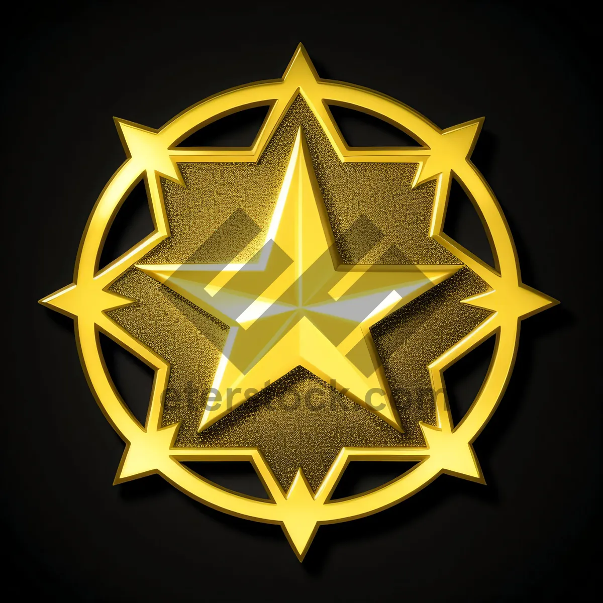 Picture of Golden Star Heraldry Emblem: Intricate Glass Gem Design