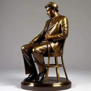 Bronze 3D Man Bust Sculpture Pawn.