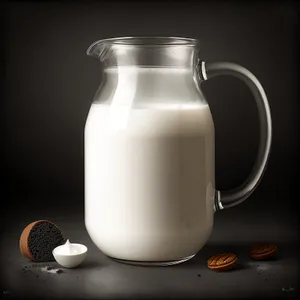 Refreshing Milk in Glass Cup with Jug