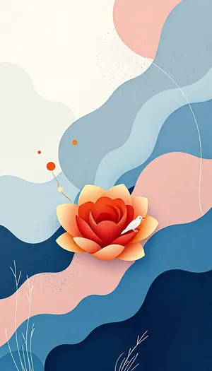 Floral Pink Rose Bud Graphic Design Card