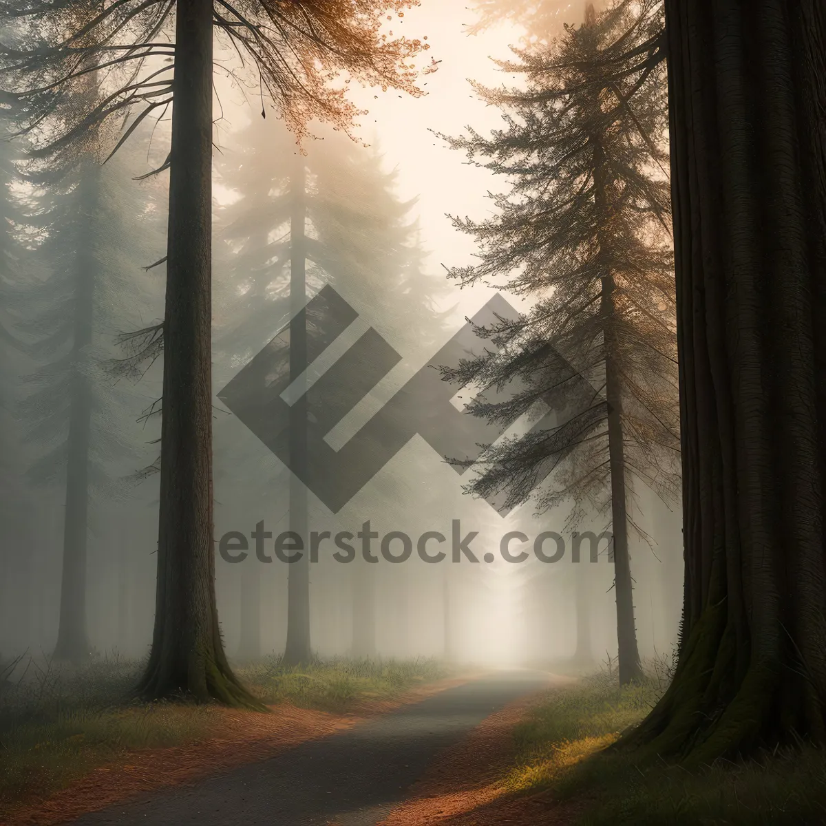 Picture of Misty Morning in Serene Autumn Forest