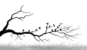 Black winter tree silhouette over sky in Japan.