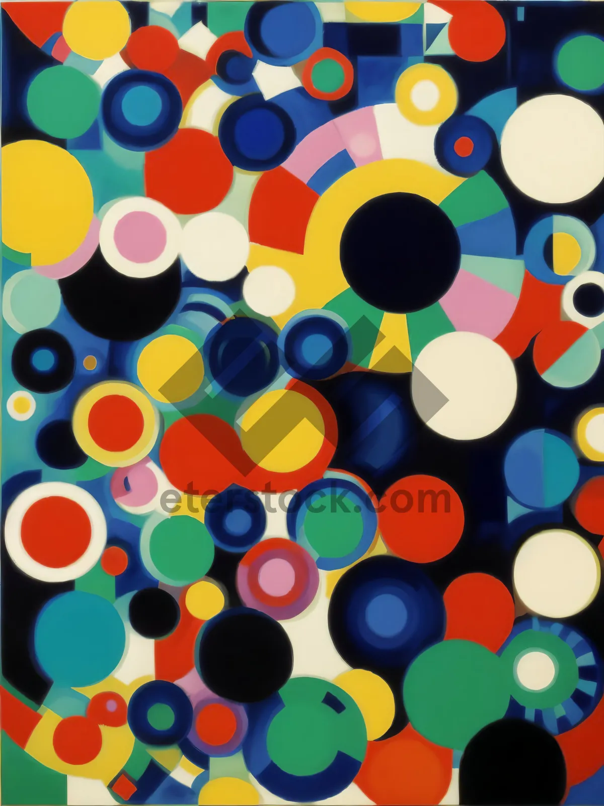 Picture of Colorful Polka Dot Circles on Bright Retro Wallpaper