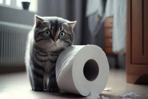 Adorable cat with curious eyes on tissue paper towel.