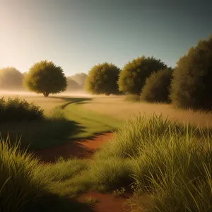 Vibrant Countryside Sunset: Inspiring Rural Landscape