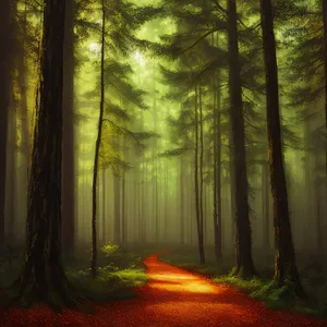 Misty Woodlands: A Serene Forest Path in Autumn