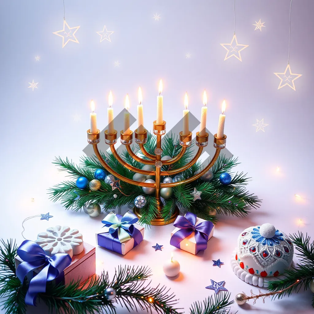 Picture of Decorative holiday card with star and menorah design