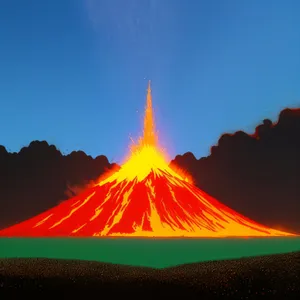 Volcano's Fiery Night Sky Explosion