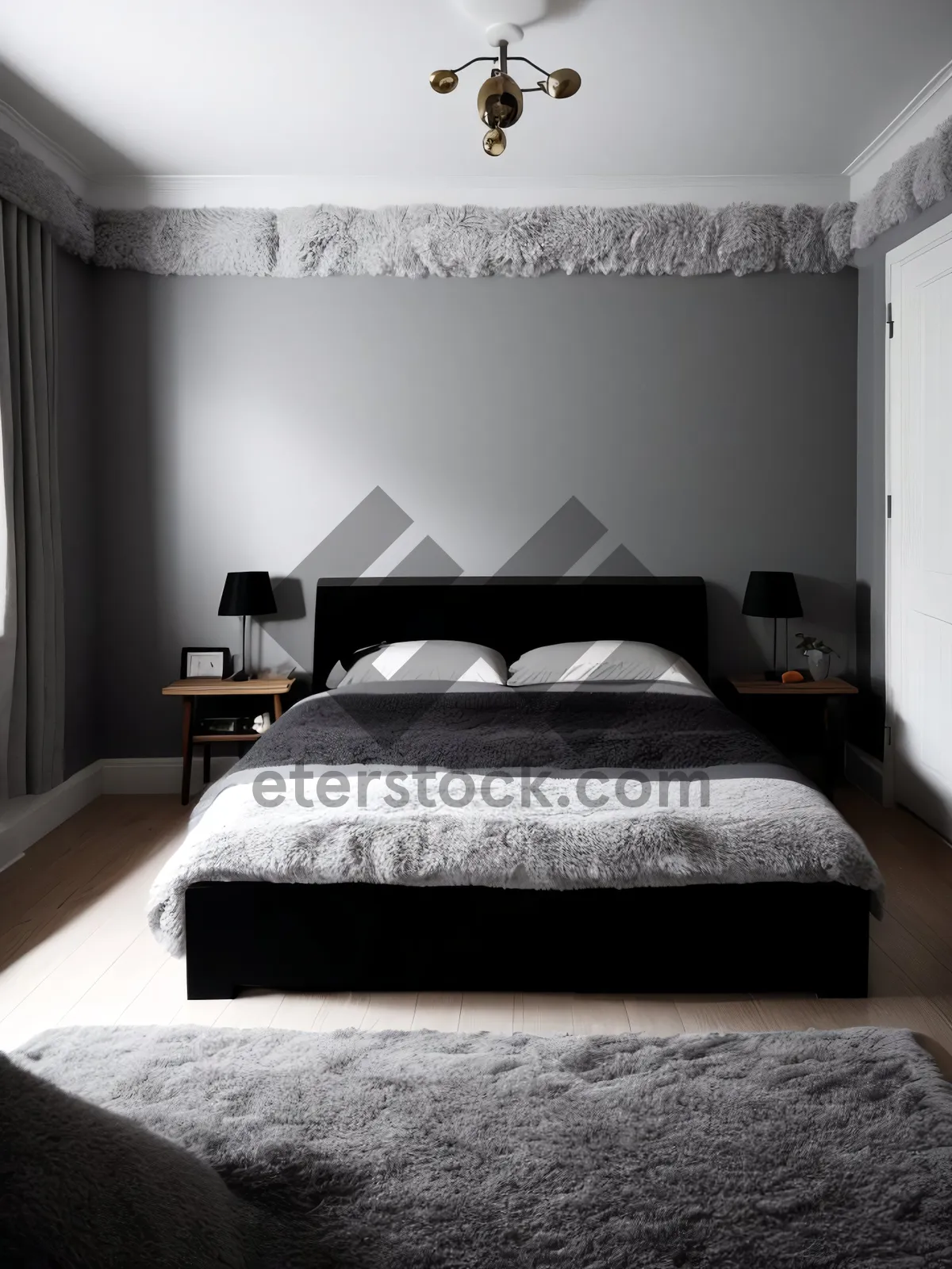 Picture of Modern luxury interior with stylish furniture and cozy bedroom.