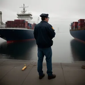 Container Ship Loading at Harbor