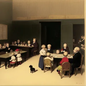 Professional teacher leading group discussion in classroom