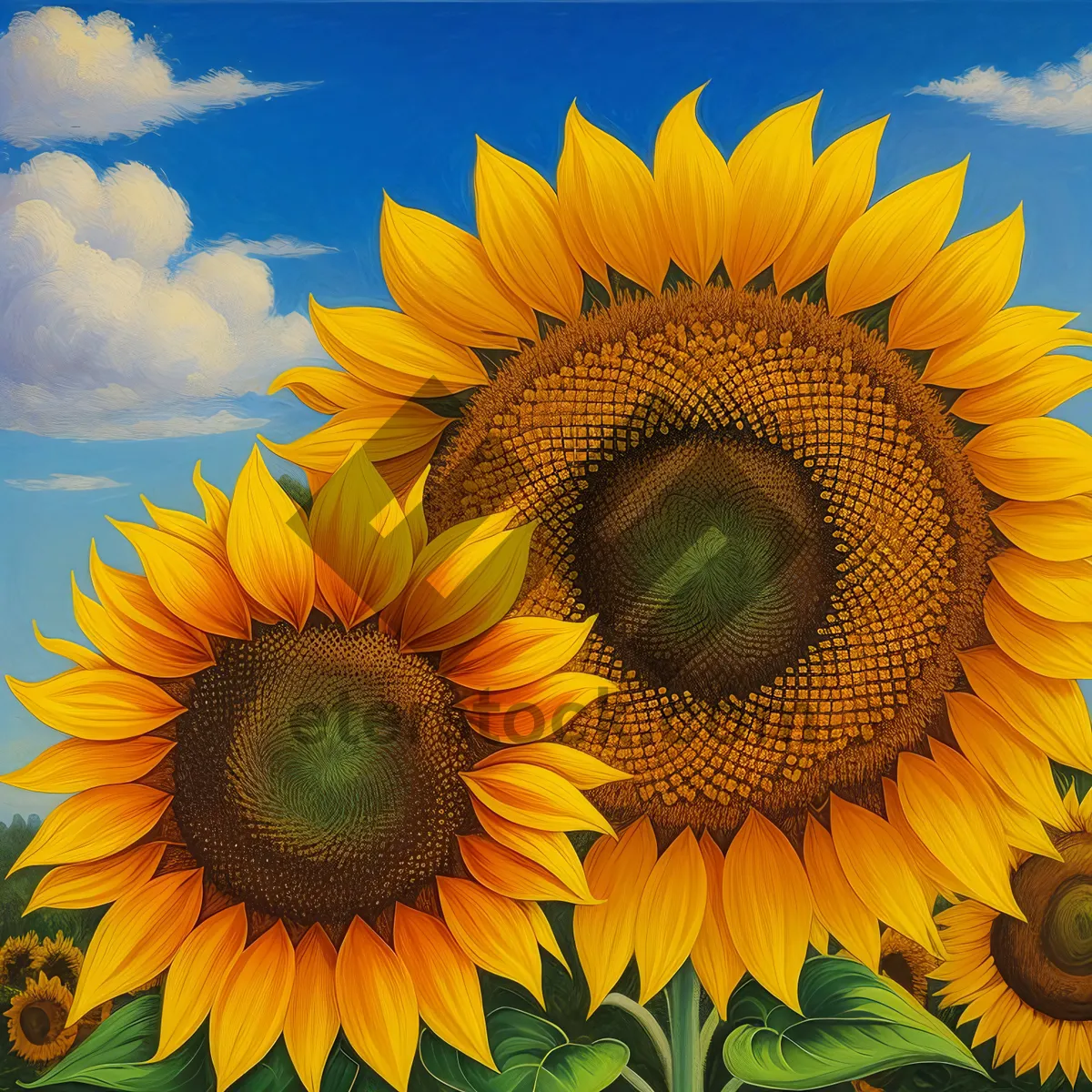 Picture of Bright Summer Sunflower Blooming in Vibrant Field