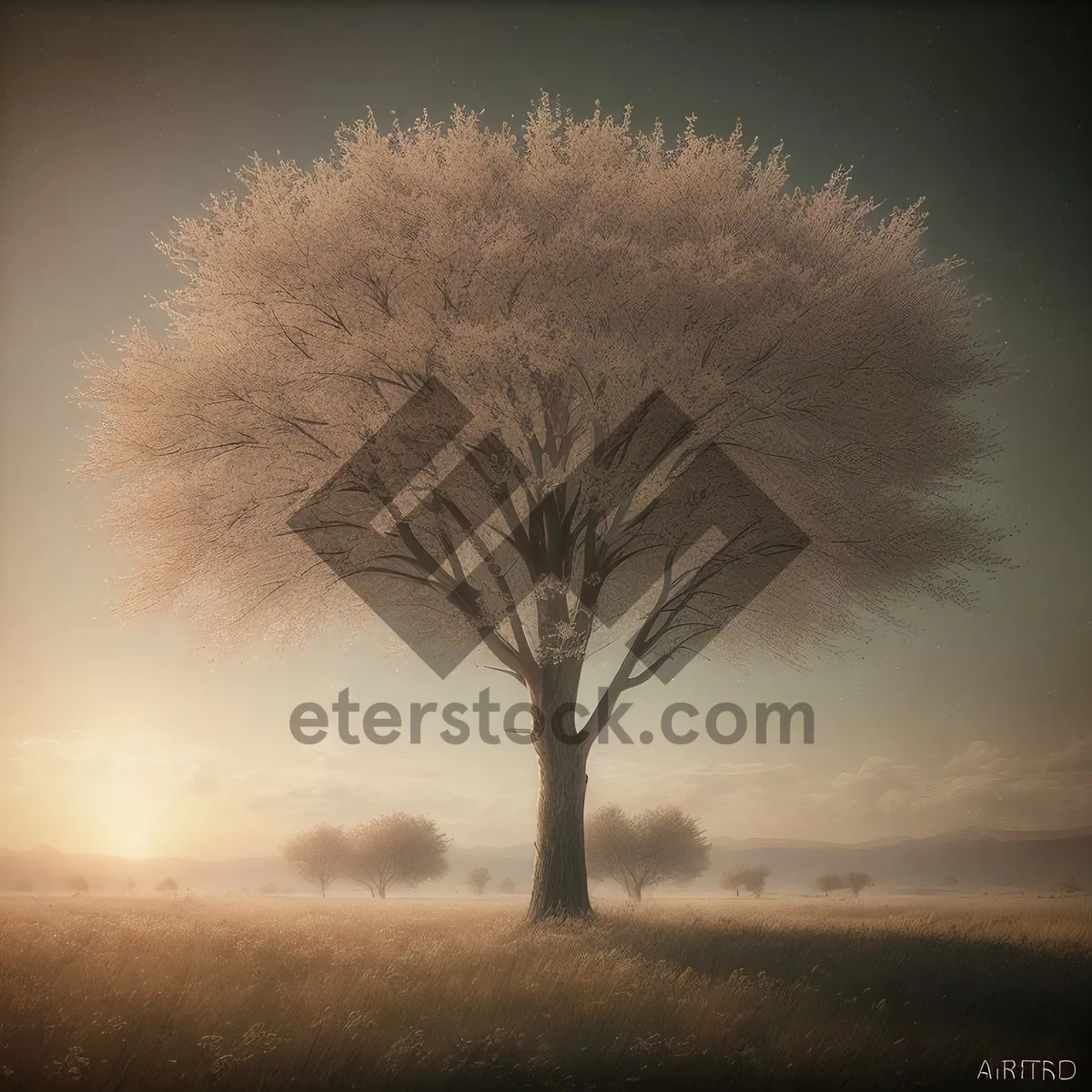 Picture of Winter Wonderland: Majestic Trees under Starlit Sky