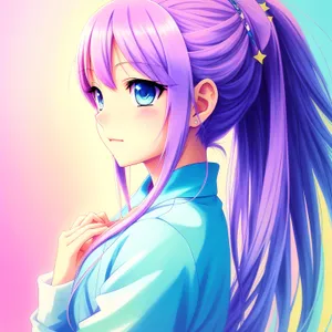 Cartoon person with cute hair art.
