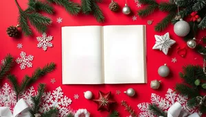 Winter Holiday Greeting Card Design with Gold Ornaments