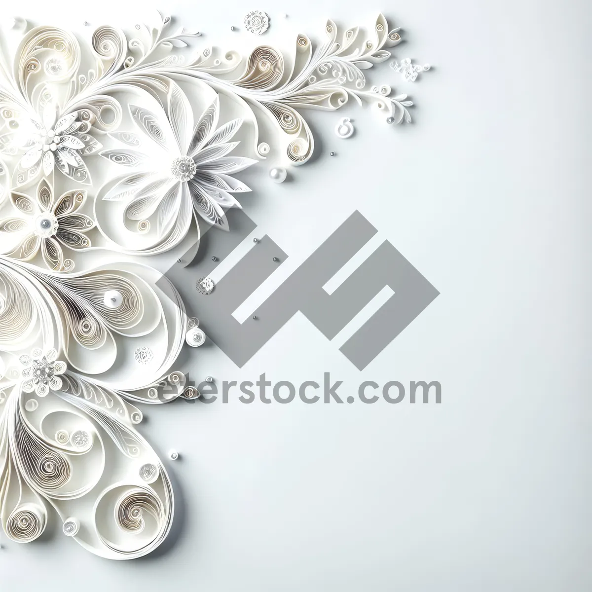 Picture of Modern floral graphic design with ornate swirls