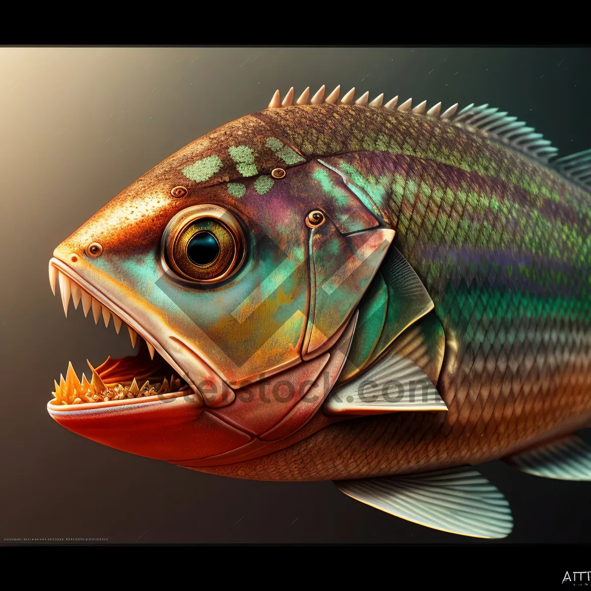 Picture of Exotic Bangle Fish: Vibrant Eye-catching Aquatic Wildlife.