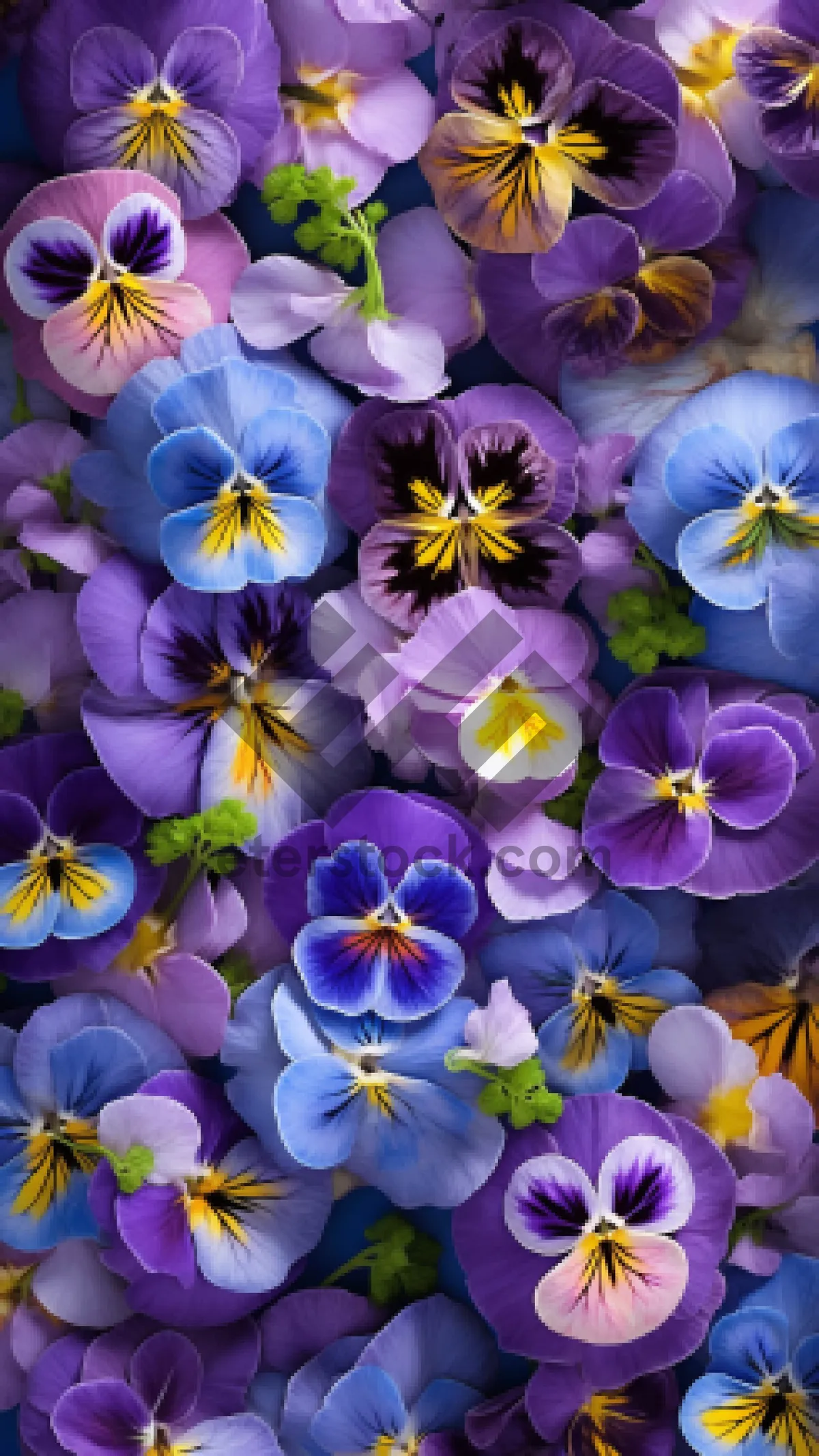 Picture of Vibrant yellow viola blossoms in a garden bouquet