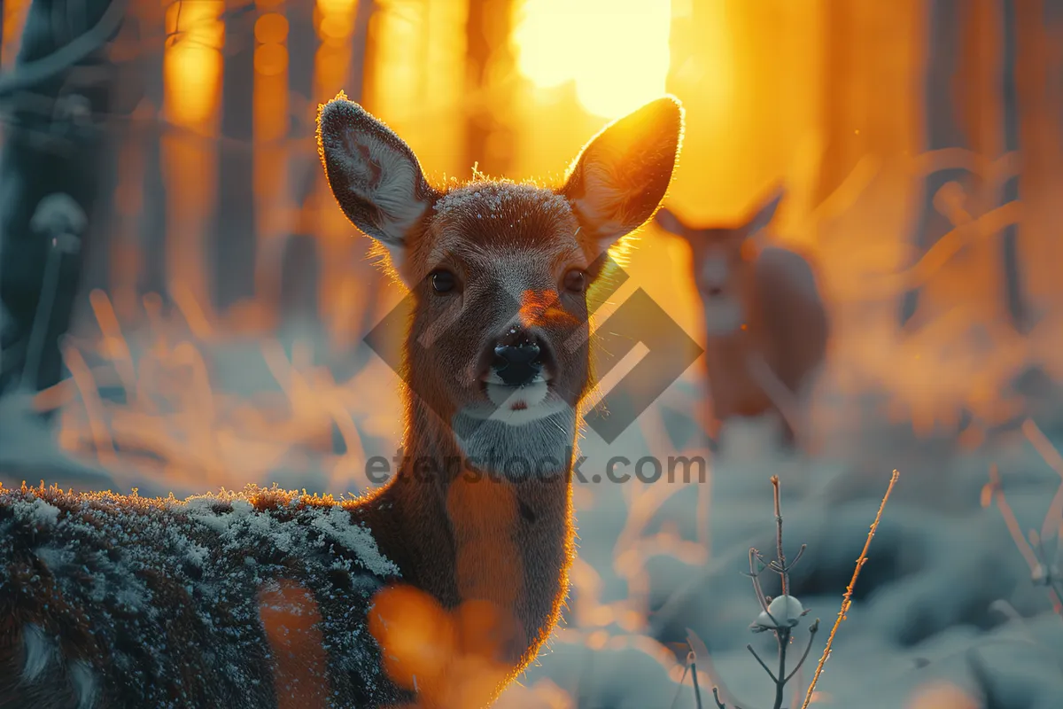 Picture of Baby deer in forest - wildlife mammal closeup.