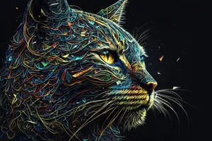 Fractal motion graphic of leopard in sea