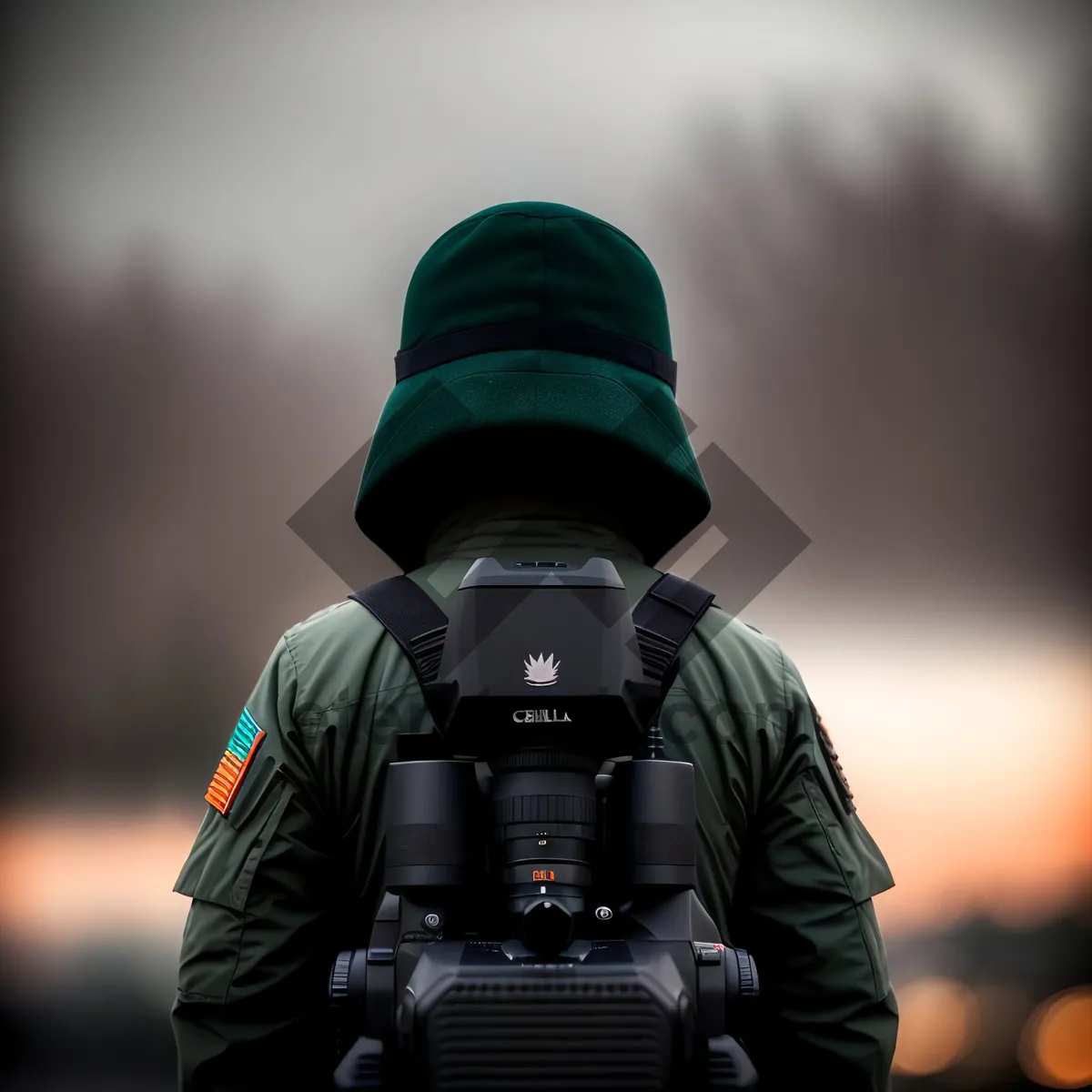 Picture of Outdoor TV Camera Operator with Helmet and Uniform