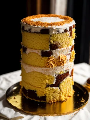 Delicious Cake with Cream and Honeycomb