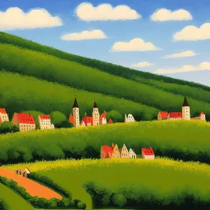 Vibrant Summer Landscape with Rolling Hills and Clear Skies