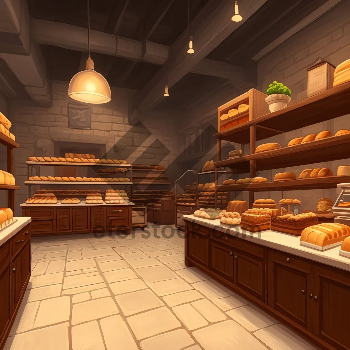 Picture of Modern interior of a bustling bakery