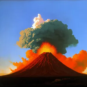 Volcanic Inferno: A Fiery Mountain Eruption