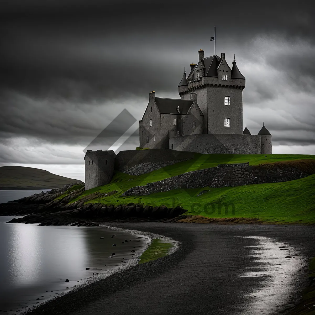 Picture of Majestic Medieval Castle Tower Against Serene Sky