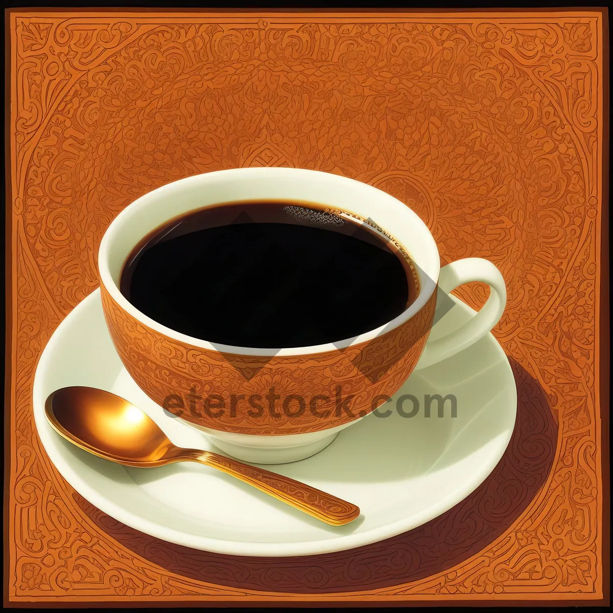 Picture of Gourmet breakfast plate with hot coffee