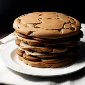 Delicious chocolate cake stack with coffee.