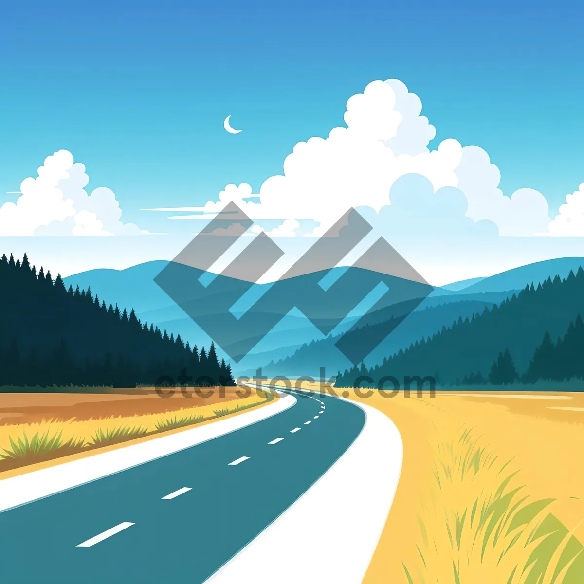 Picture of Vibrant Summer Landscape with Rolling Hills