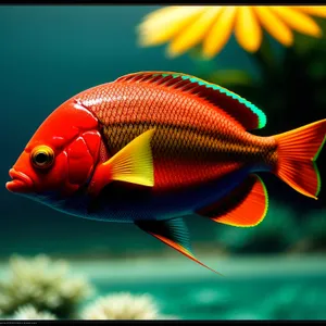 Colorful Marine Reef Fish Swimming in Seawater