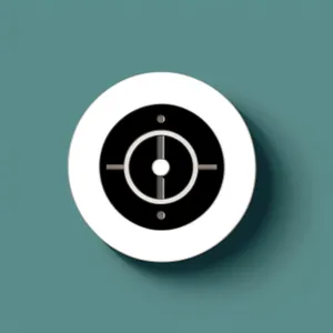 Modern Black Circle Button Icon with Shiny Metallic Design