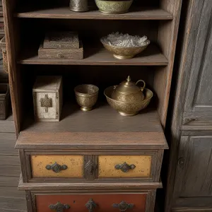 Vintage China Cabinet in Wooden Kitchen