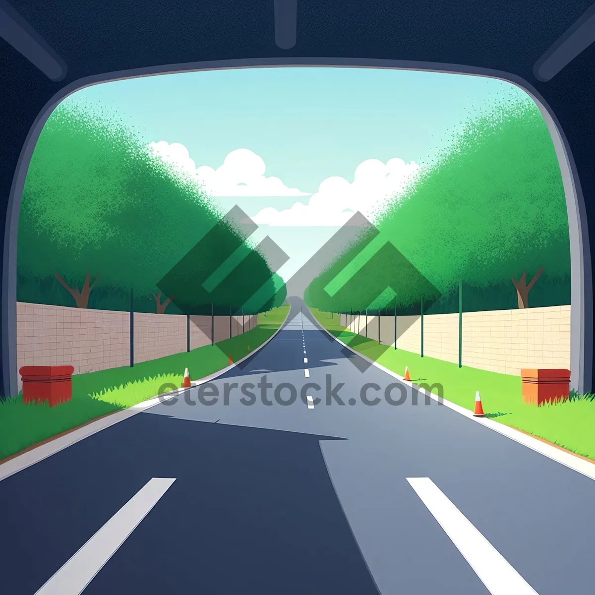 Picture of Motion-filled Driveway Tunnel Design with Asphalt Art