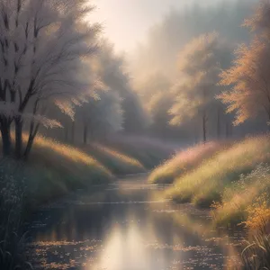 Golden Horizon: a serene sunset landscape with celestial beauty.