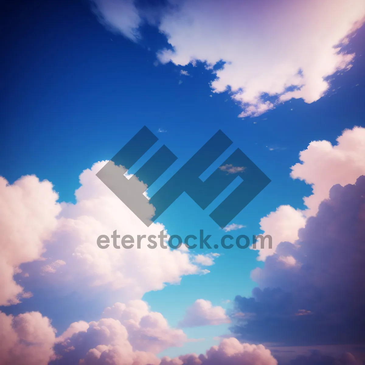 Picture of Vibrant Summer Sky with Fluffy Clouds