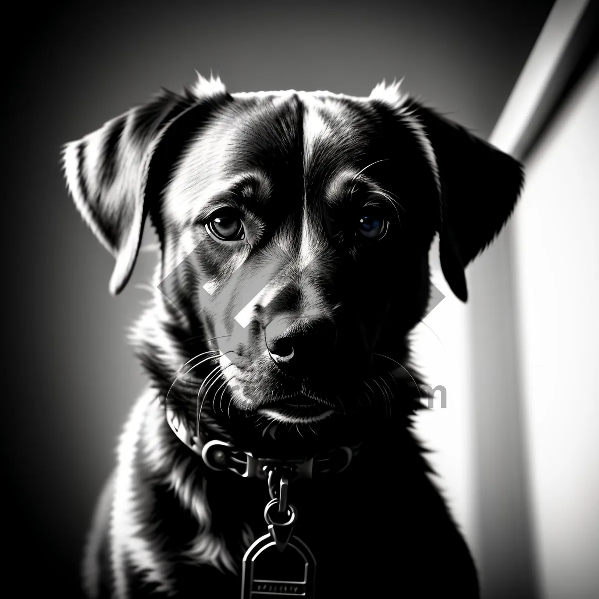 Picture of Adorable Black Canine Nose: Cute Purebred Puppy Portrait