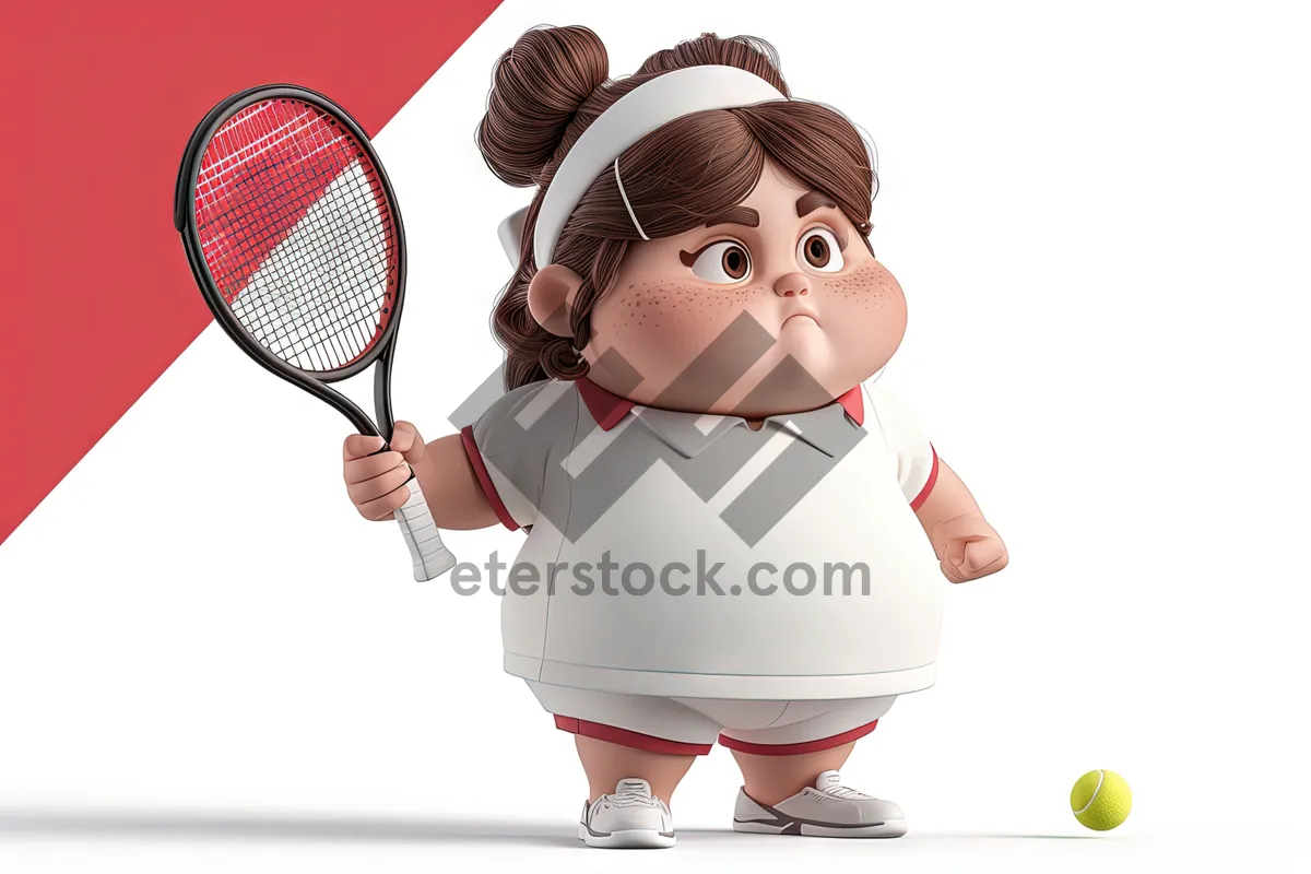 Picture of Pretty person playing tennis with a shuttlecock racket