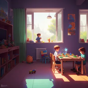 Modern Classroom Interior with Stylish Furniture