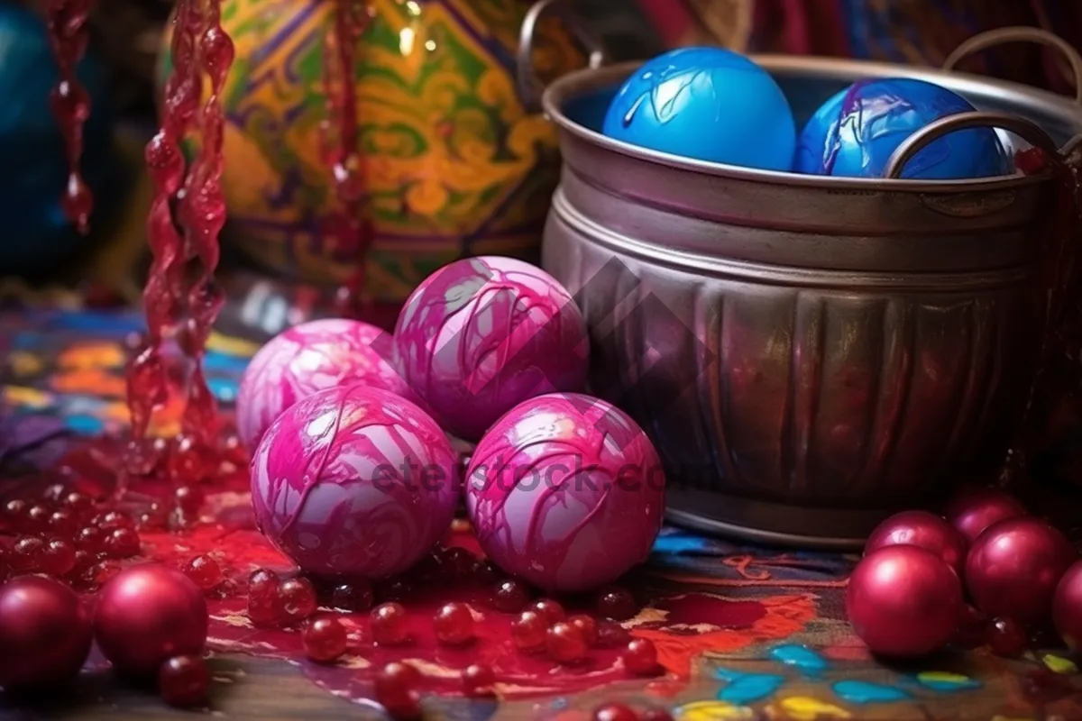 Picture of Colorful Easter Egg Basket Decoration for Holiday Celebration