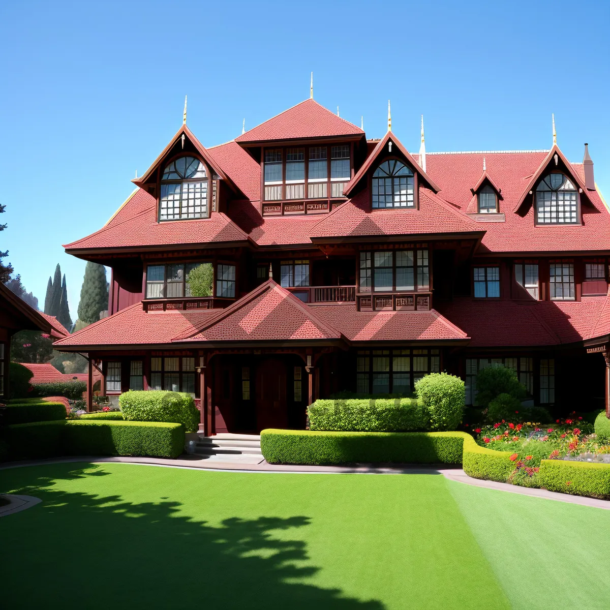 Picture of Newly Constructed Brick Residence with Scenic Landscaping