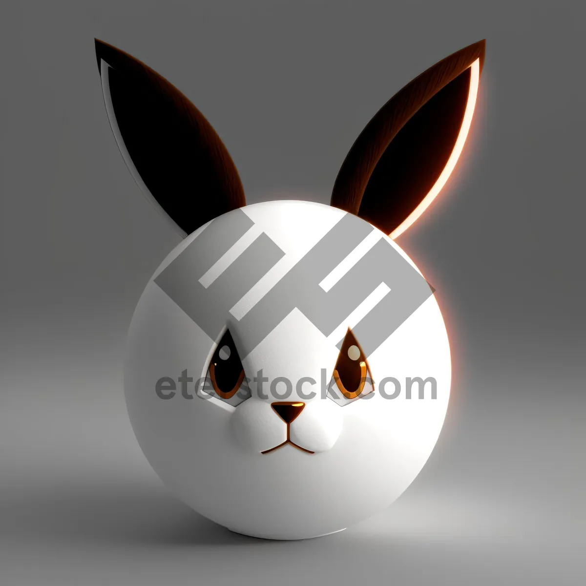 Picture of Bunny Cartoon Icon with 3D Rabbit Symbol and Egg Ball