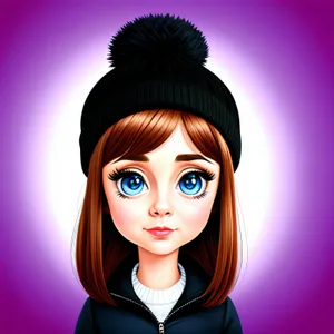 Cute Cartoon Lady with Stylish Haircut