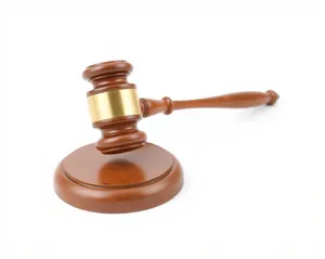 Wooden gavel on legal court table