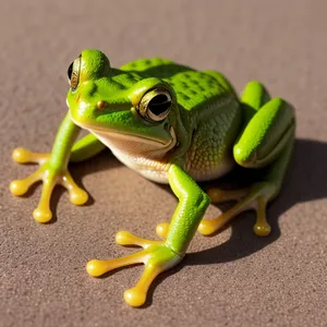 Dazzling Eyed Tree Frog Peeking in Nature